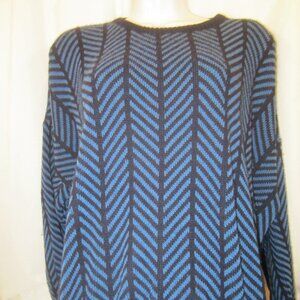 NUMERO UNO blue black herringbone knit sweater top MEN  L XL 54